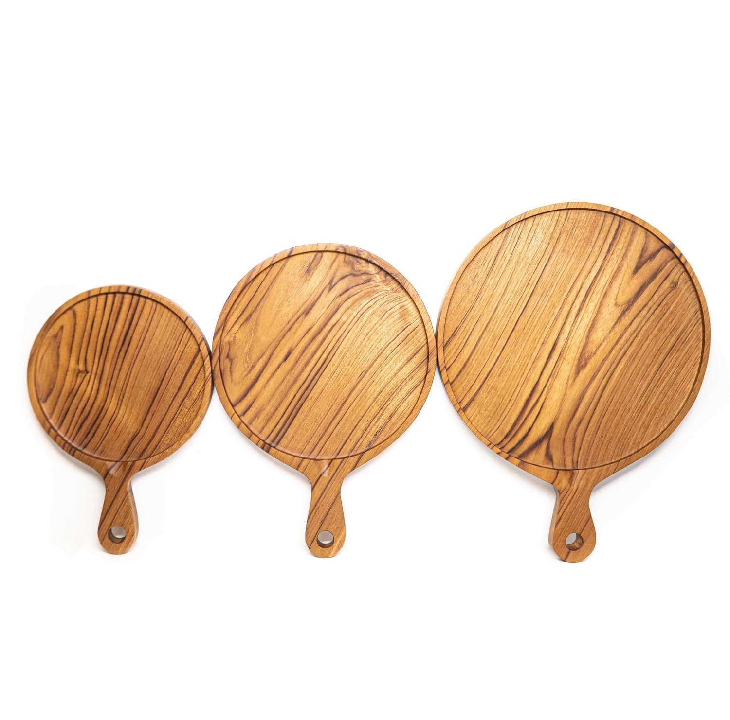 12 Inch Teak Wood Pizza Board with Handle & Rim