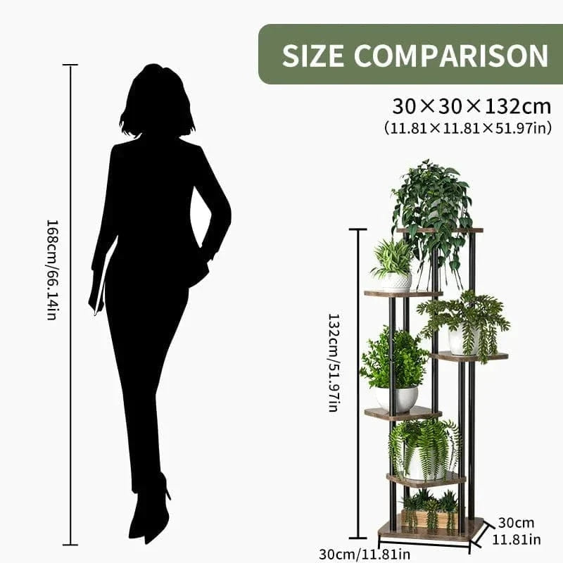 Wooden Plant Stand – 5/6/8-Tier Flower Shelf Rack for Pots & Garden Decor