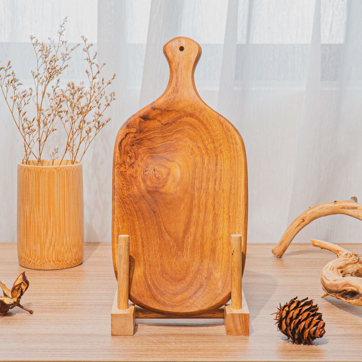 Curve Edge Rectangular Teak Wood Chopping Board (6