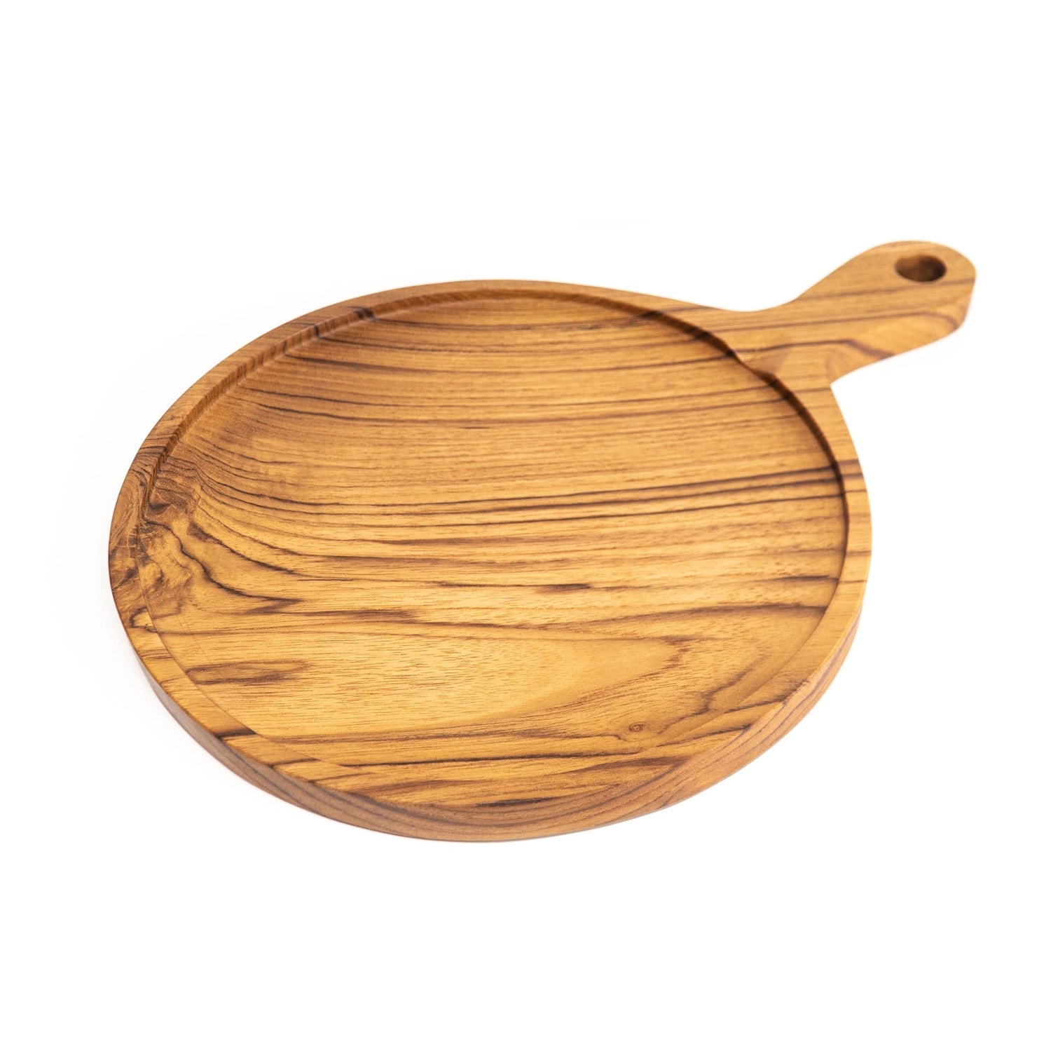 10 Inch Teak Wood Pizza Board with Handle & Rim