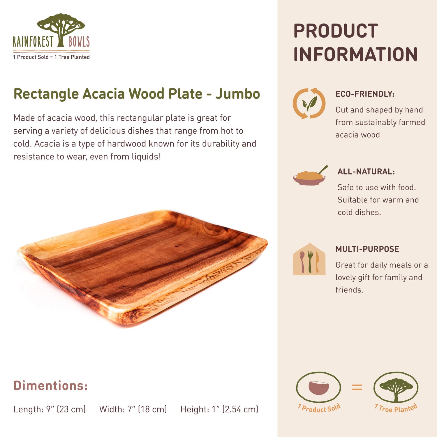 Rectangle Acacia Wood Plate - Jumbo