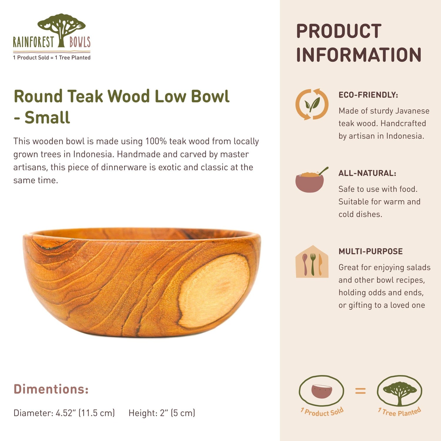 Round Teak Wood Side Dish Bowl