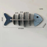 Wooden Fish Skeleton Wall Shelf – Mediterranean Style Decorative Rack