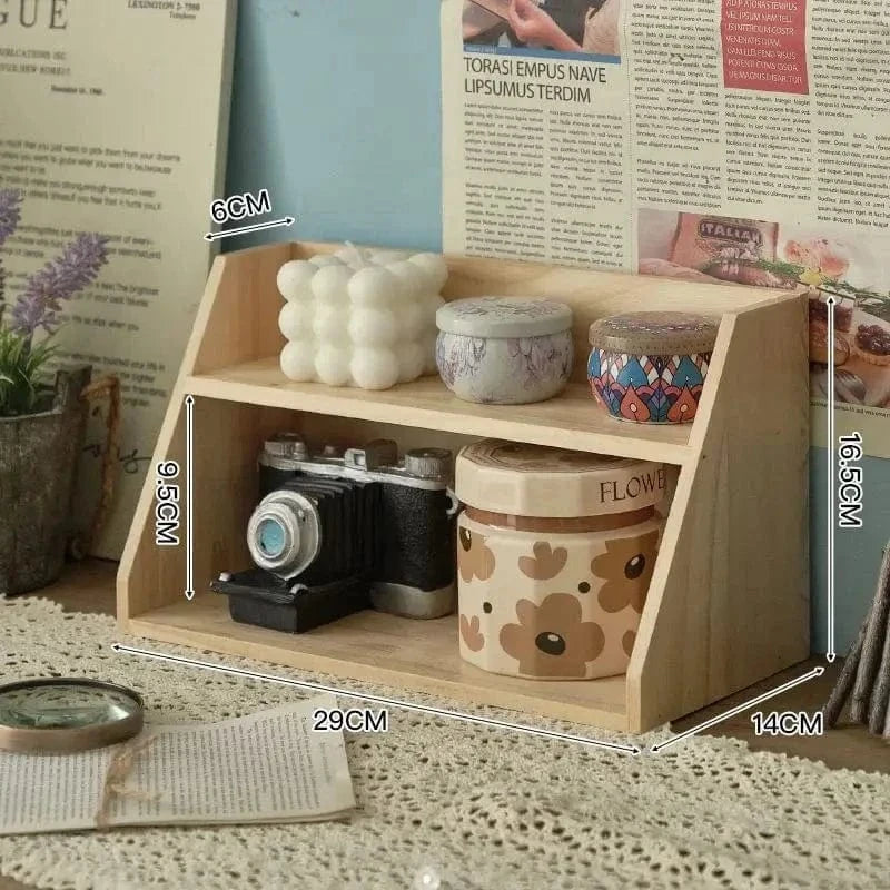 Solid Wood Cosmetics Storage Rack – Multi-Layer Desktop Organizer Box