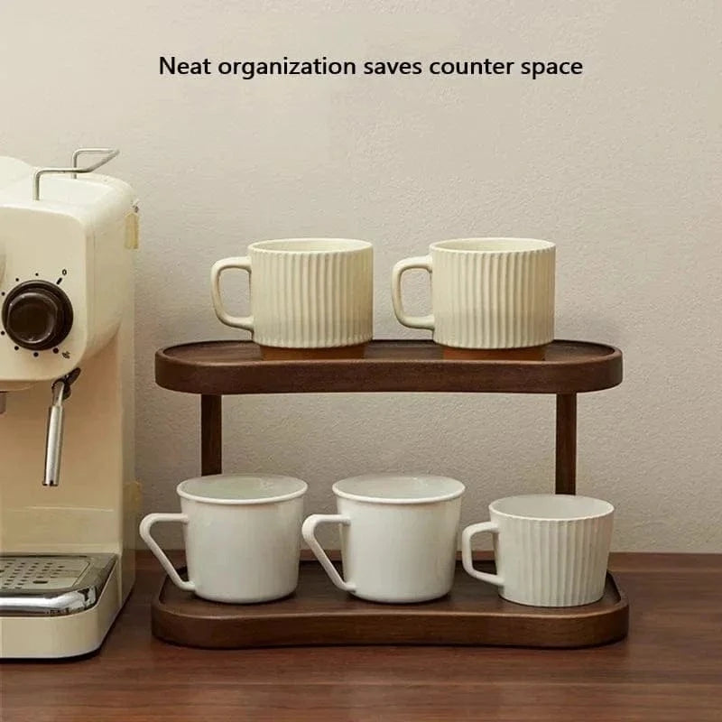2-Tier Wooden Storage Organizer – Makeup, Mug, and Countertop Display Rack