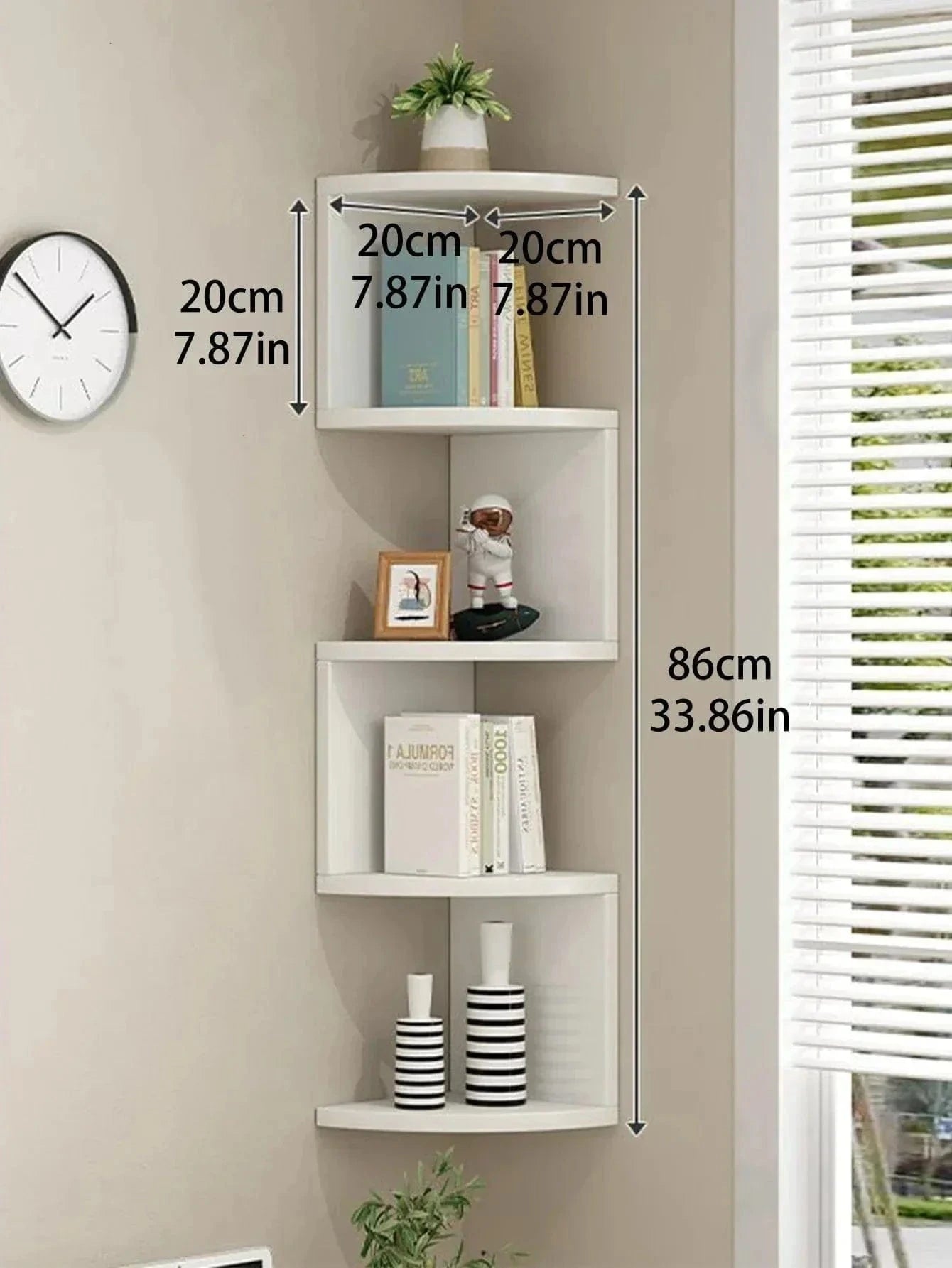 PVC Wooden Corner Shelf – 2/4/5-Tier Storage Rack for Home Decoration