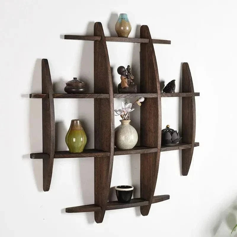 Solid Wood Wall-Mounted Tea Shelf – Style Display Rack