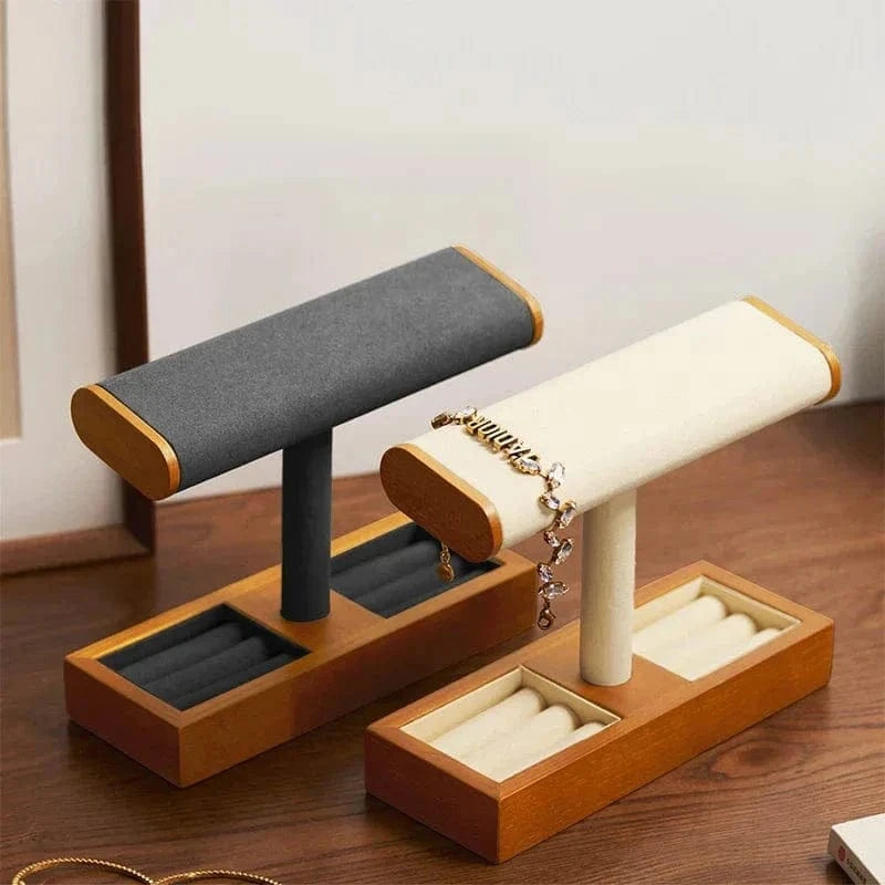 Solid Wood Watch Display Stand – T-Bar Jewelry Organizer for Men & Women