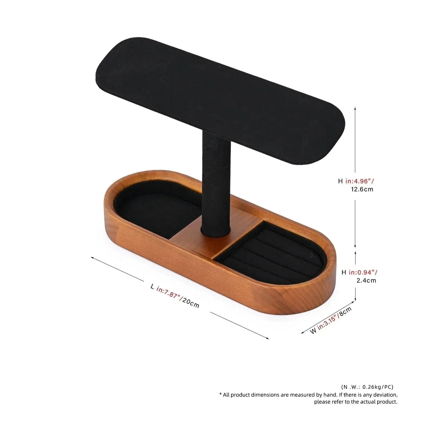 Solid Wood Watch Display Stand – T-Bar Jewelry Organizer for Men & Women