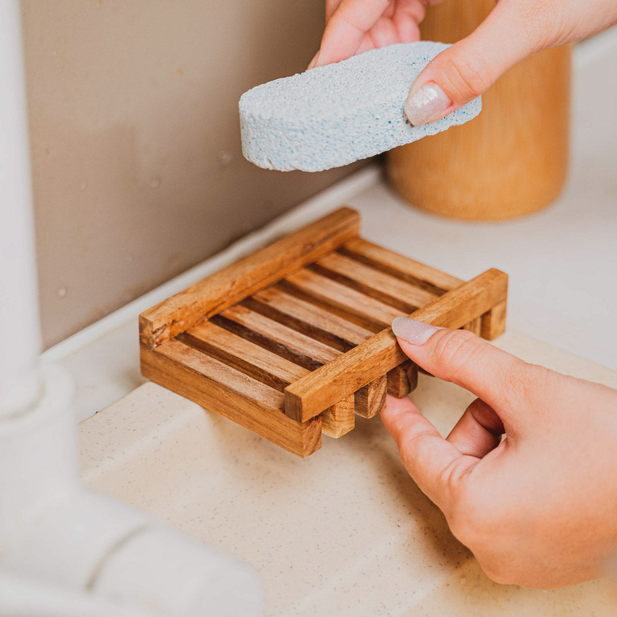 Slotted Teak Wood Soap Dish