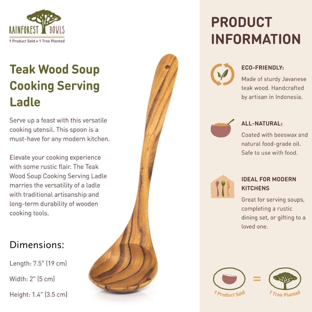 Teak Wood Soup Cooking Serving Ladles