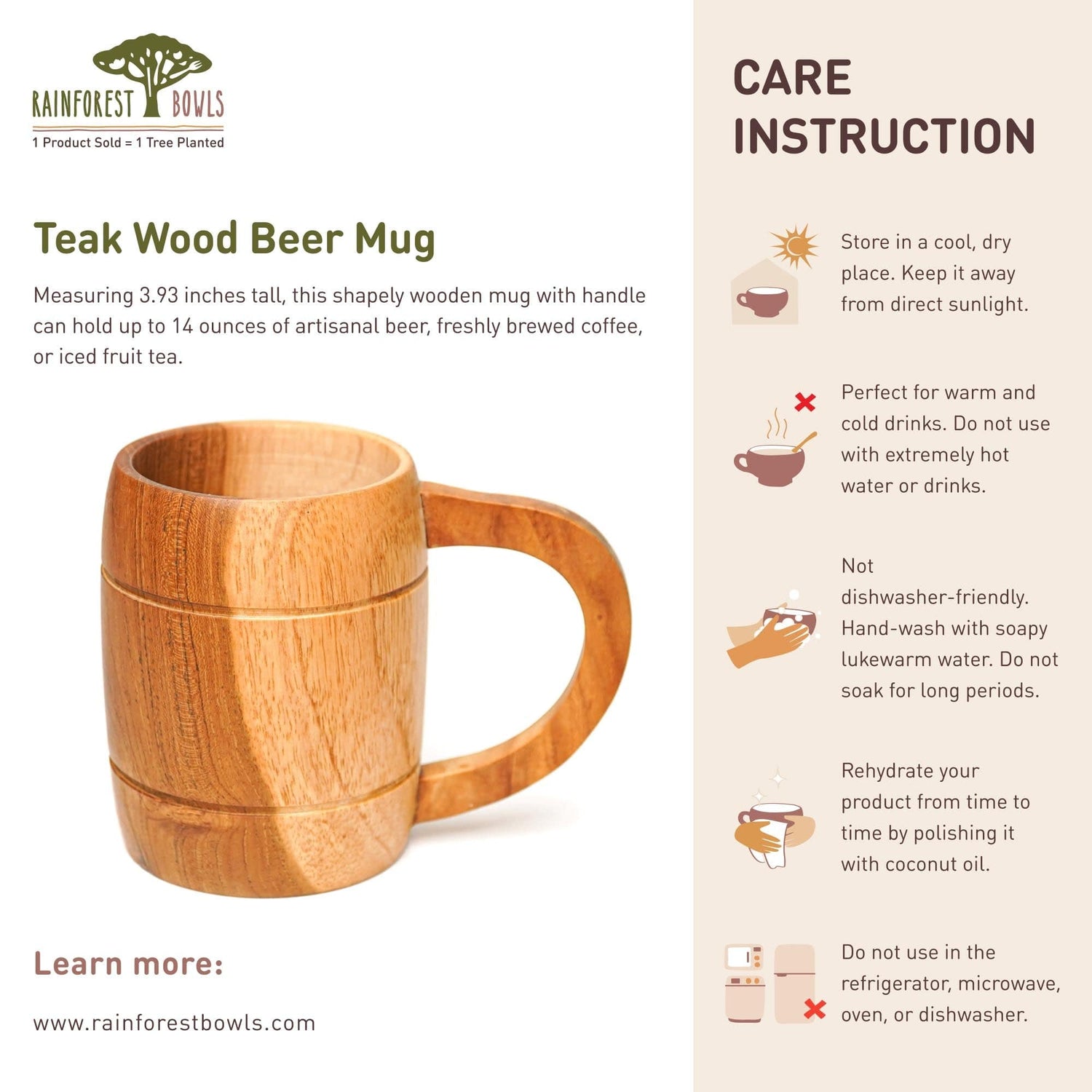 Teak Wood Mug