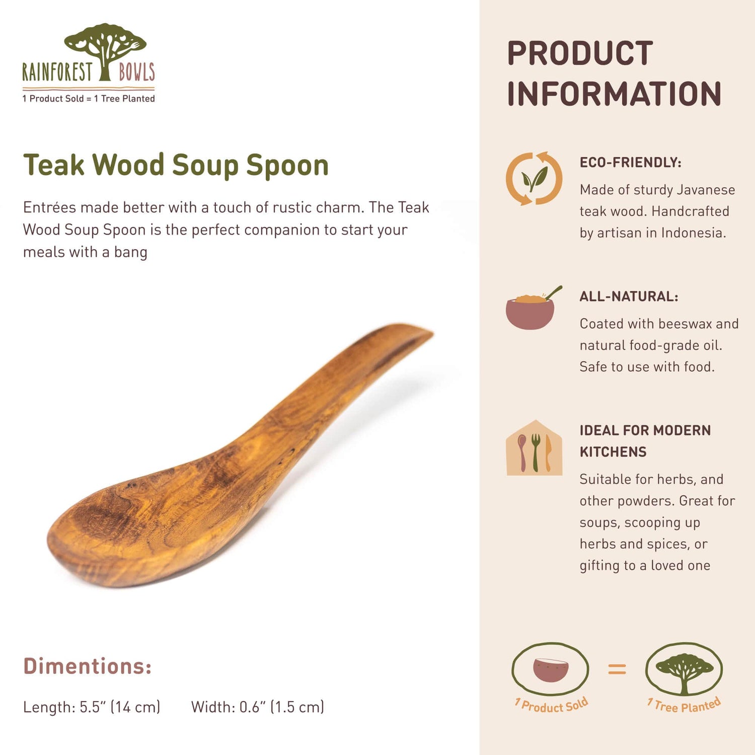 Teak Wood Soup Spoon