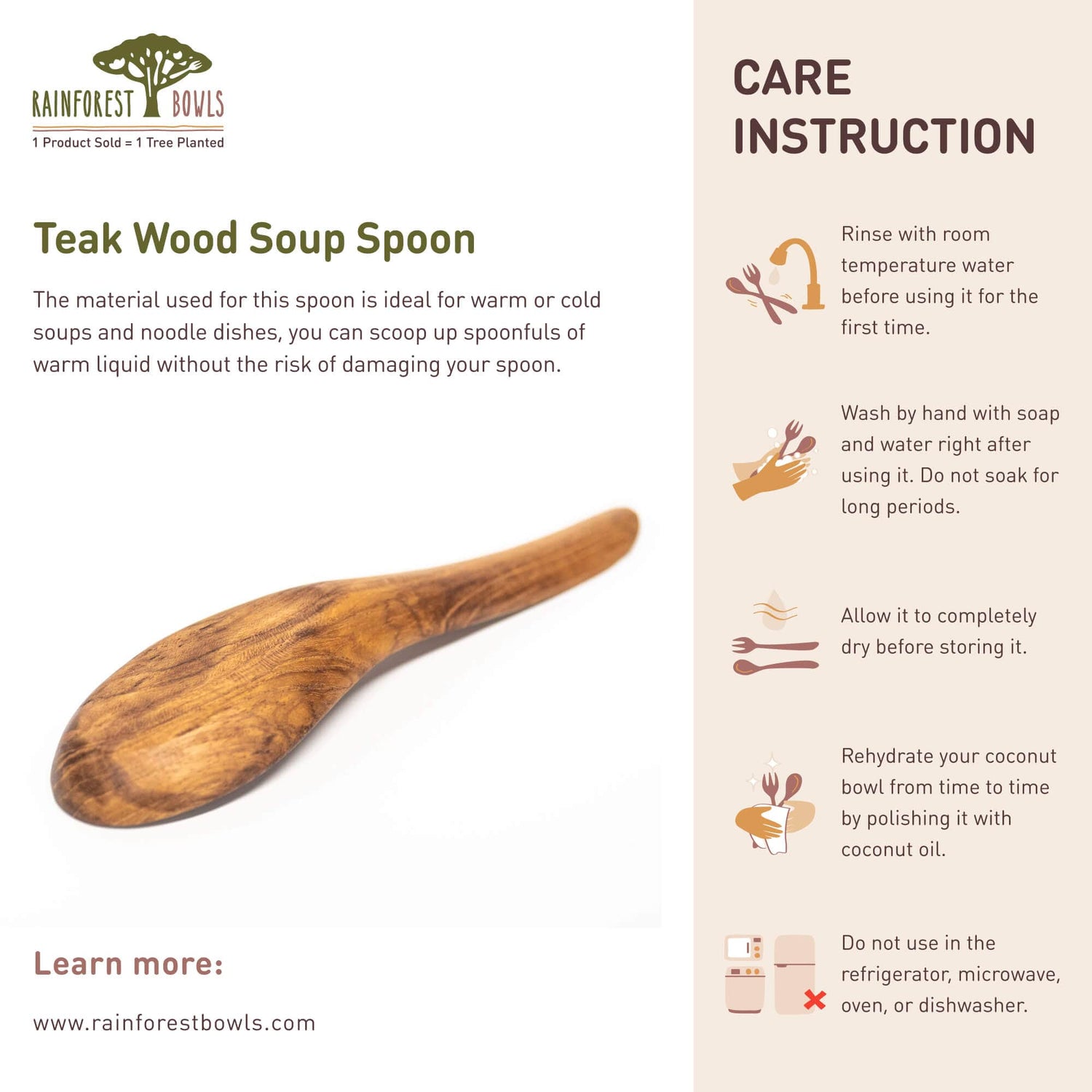 Teak Wood Soup Spoon