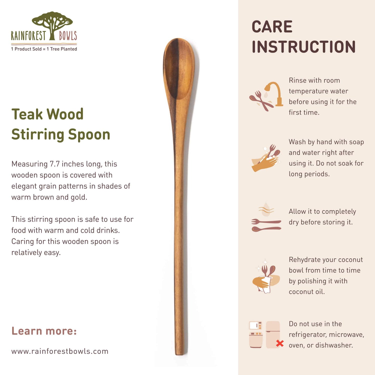 Teak Wood Stirring Spoon