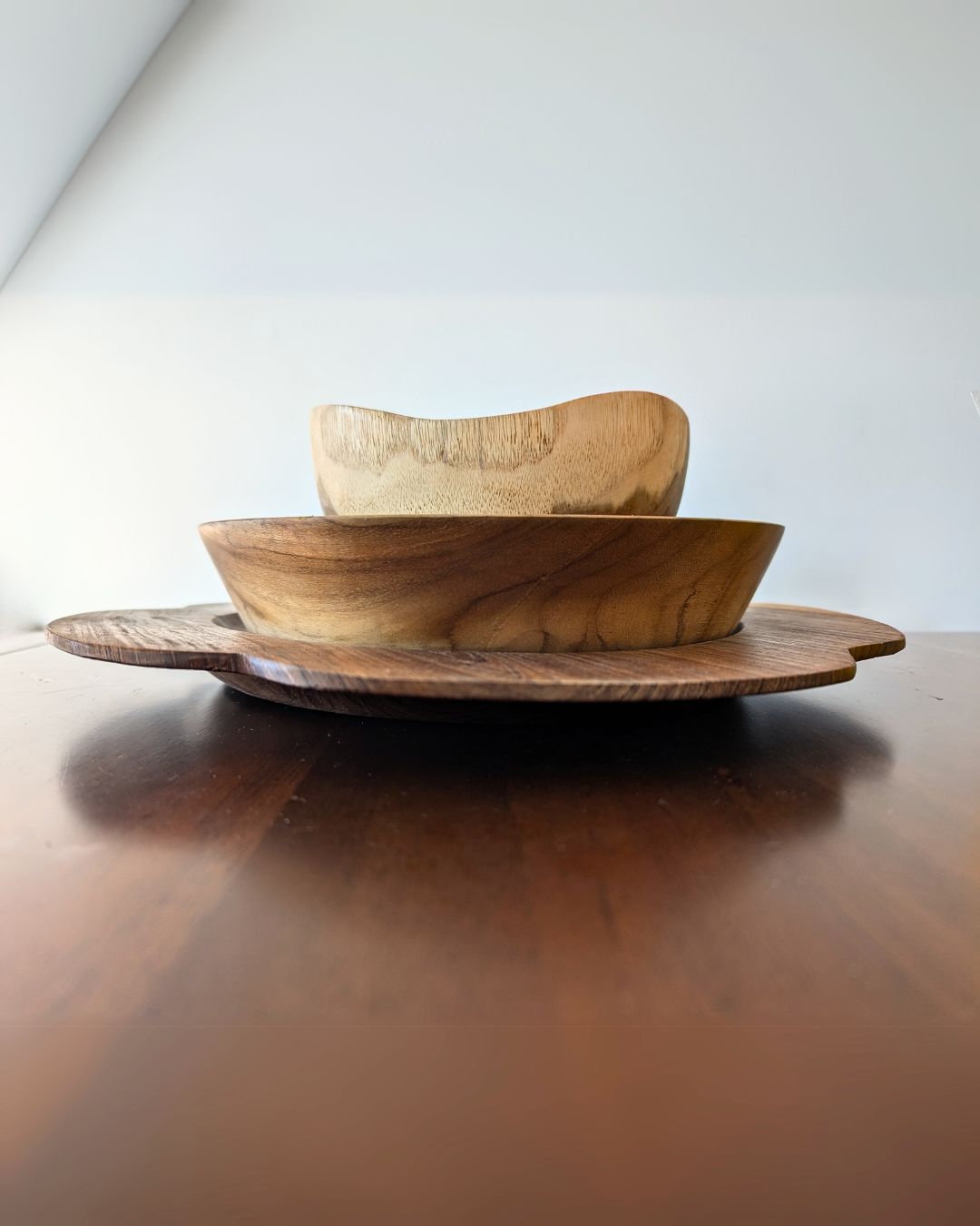 Teak Wood Flower Charger Serving Plate