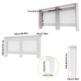 Wood Radiator Cover Cabinet – White MDF Heater Cover with Horizontal Slats