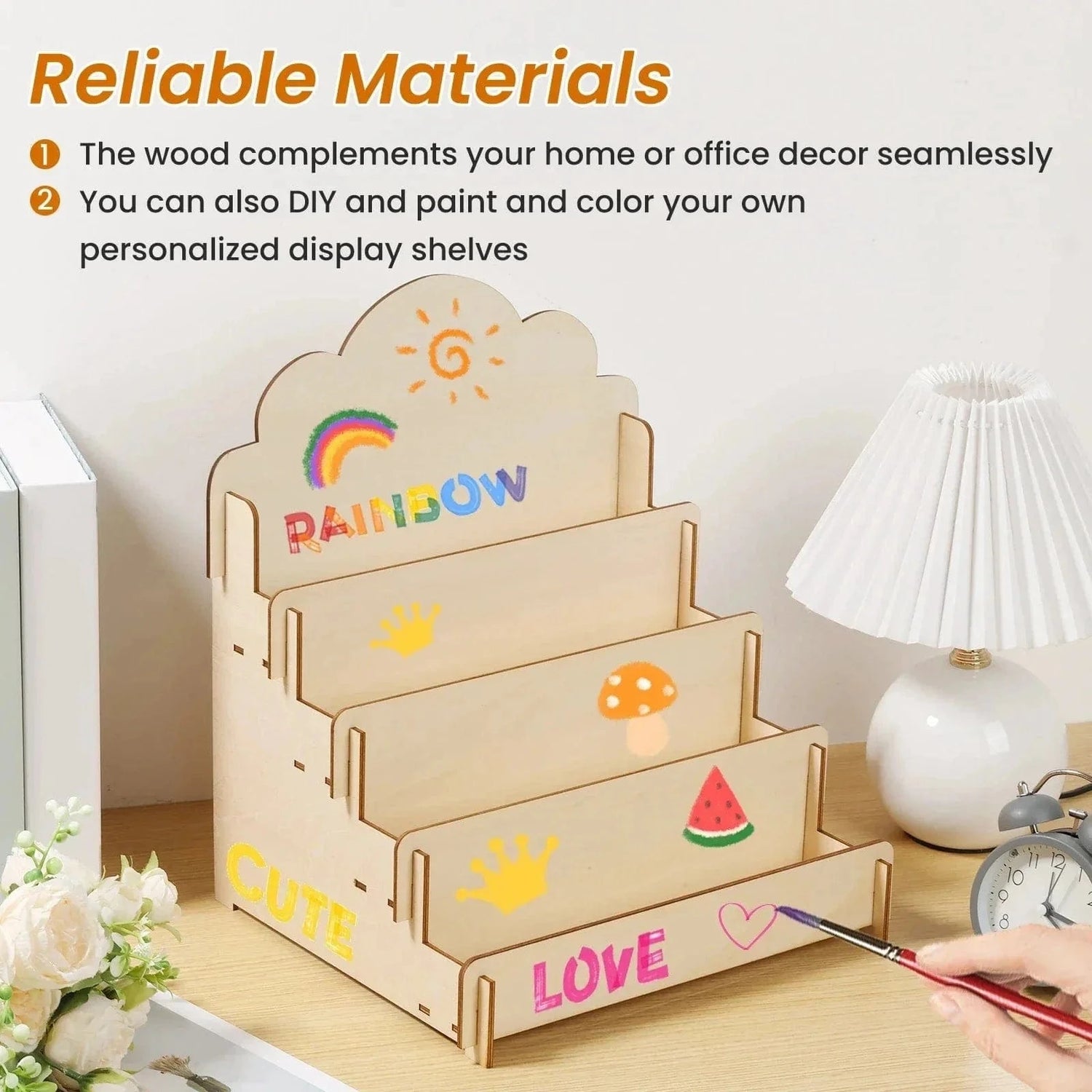 4-Layer Wooden Card Display Rack – Removable Multi-Tier Organizer Stand