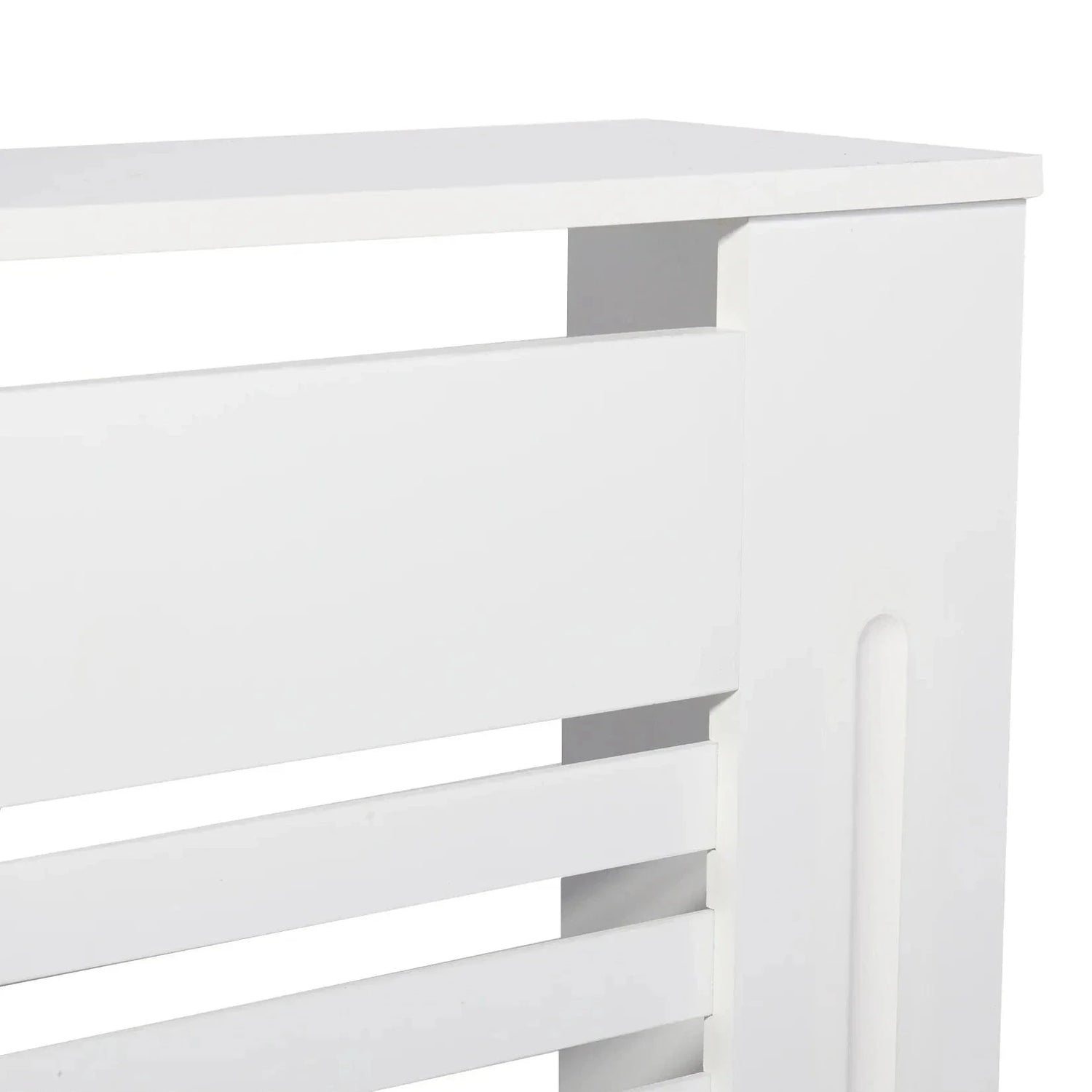 Wood Radiator Cover Cabinet – White MDF Heater Cover with Horizontal Slats